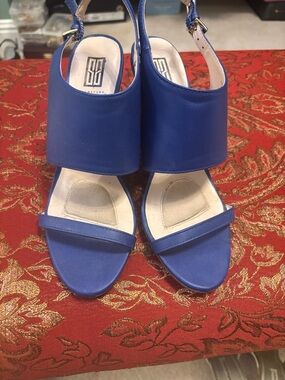 Signature Blue Open-Toe Slingback Heels